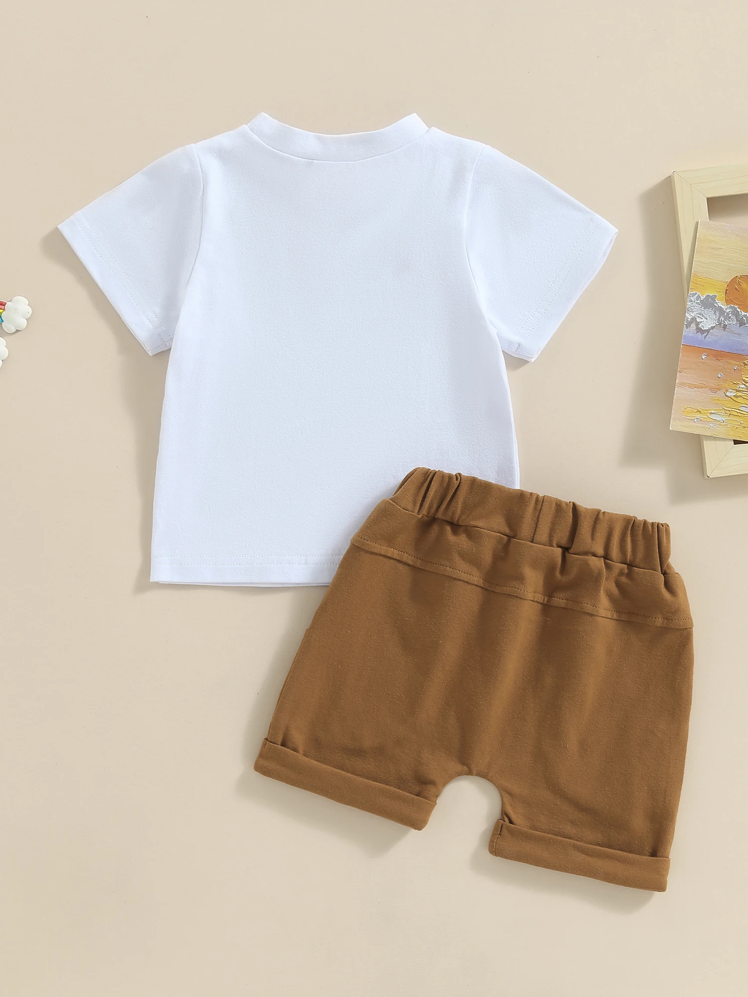 

Baby Girls Summer 2-Piece Outfits Floral Print Sleeveless Top and Ruffled Shorts with Bowknot Set