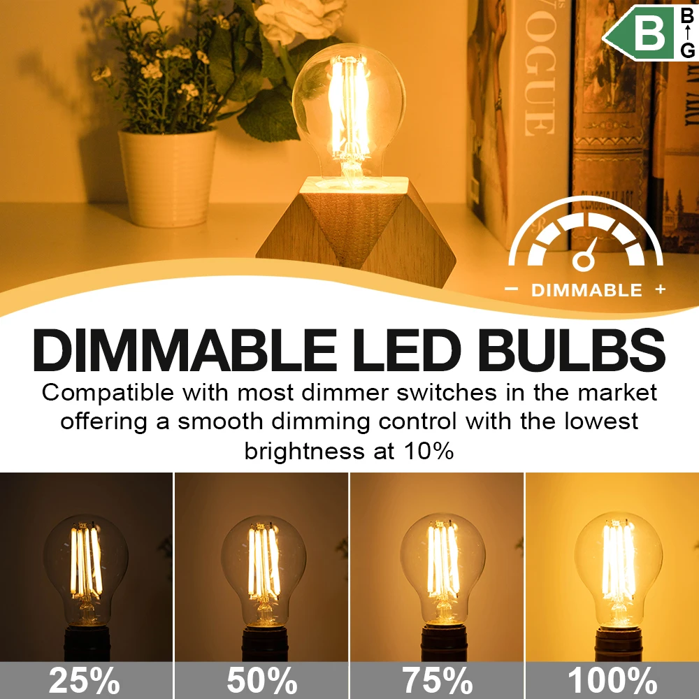 E27 빈티지 LED 필라멘트 전구 A19 220V 웜 화이트 2700K 레트로 에디슨 전구 9W 12W 투명 유리 1800LM 1200LM 램프 전구