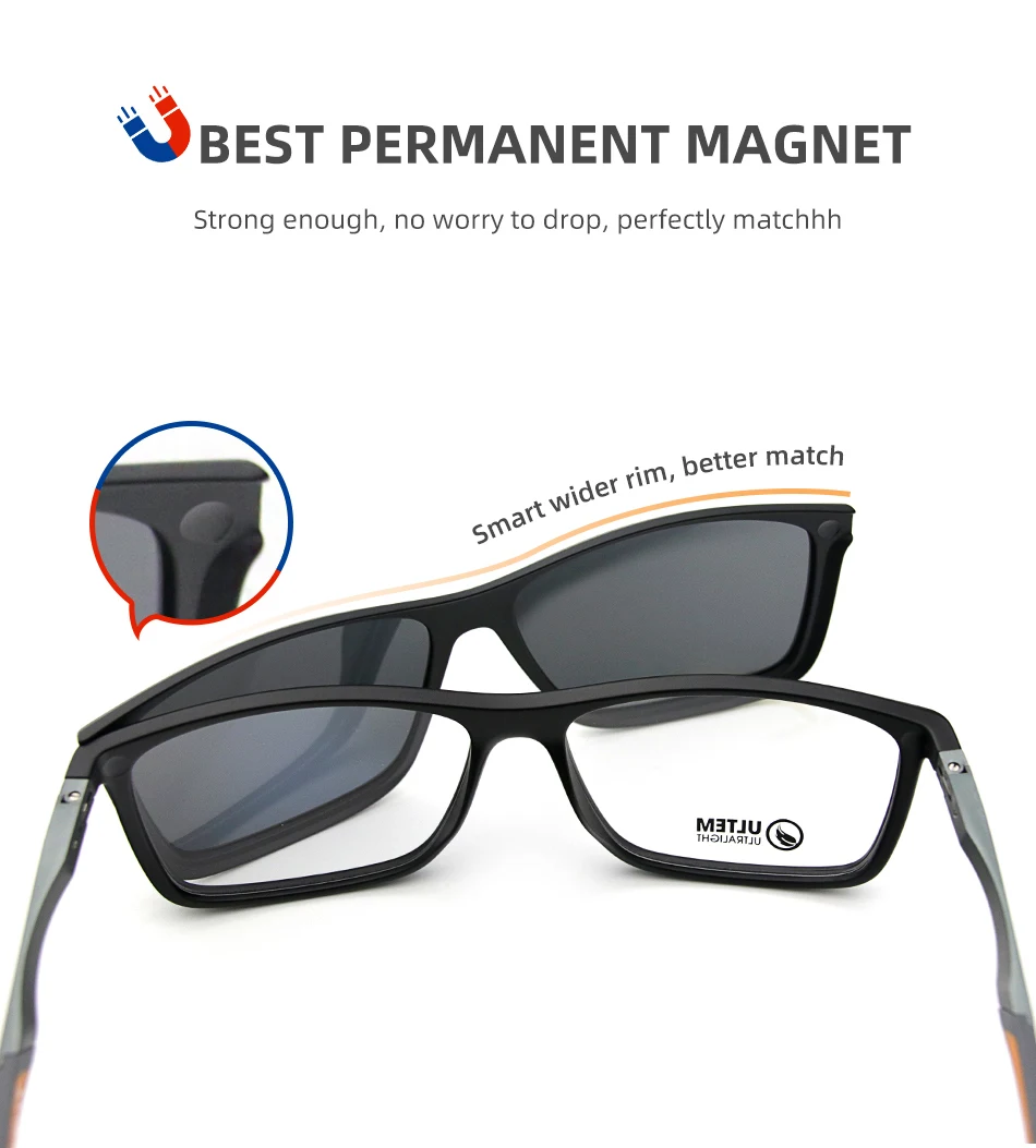 RS004 Benutzerdefinierte Männer Frauen Polarisierte Optische Magnetische Sonnenbrille Clip Magnet Clip auf Sonnenbrille Polaroid Clip auf Sonnenbrille Rahmen – Detail 4