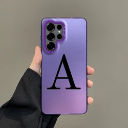 Silver IMD Color Phone Case with Black Letter 'A' Fashion Design - Samsung S22 5G (B1 - Purple)