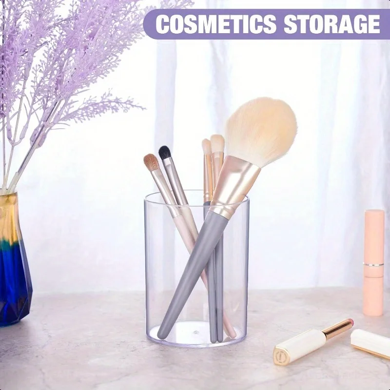 Pen Holder 3 Pcs Acrylic Make up Transparent Pen Holder Student Pencil Display Stand Clear Round Tpe Cups