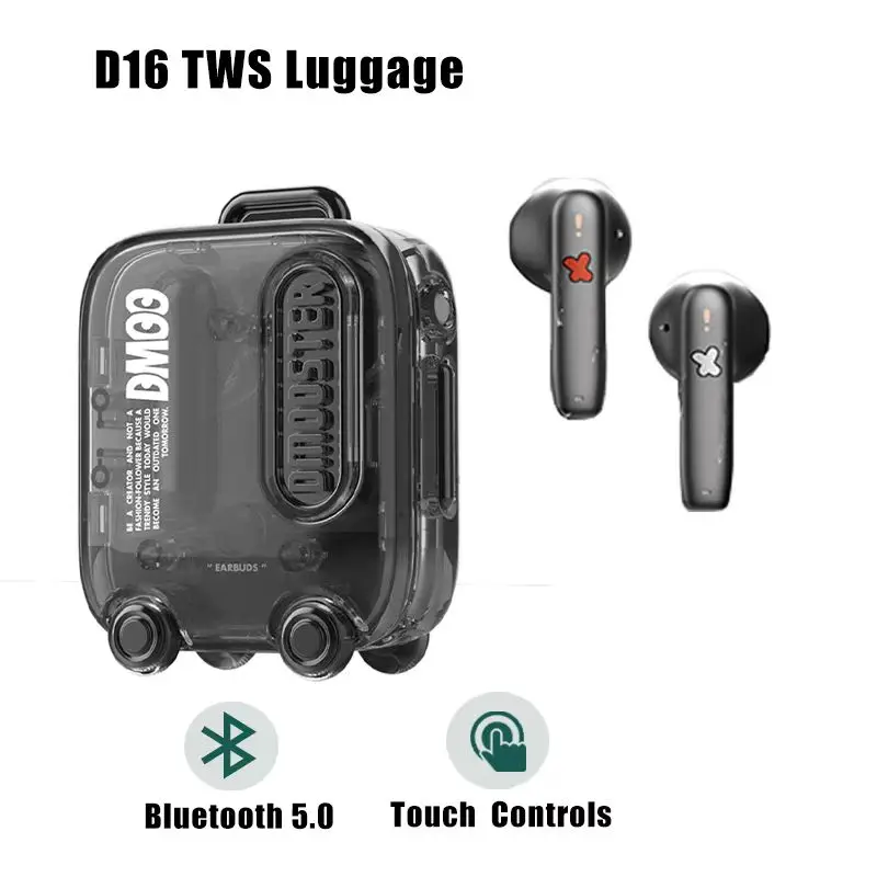 

DMOOSTER D03 Luggage TWS Bluetooth Earphone Wireless Traveling Suitcase with Necklace Lanyard Fashion Earphone Type C present