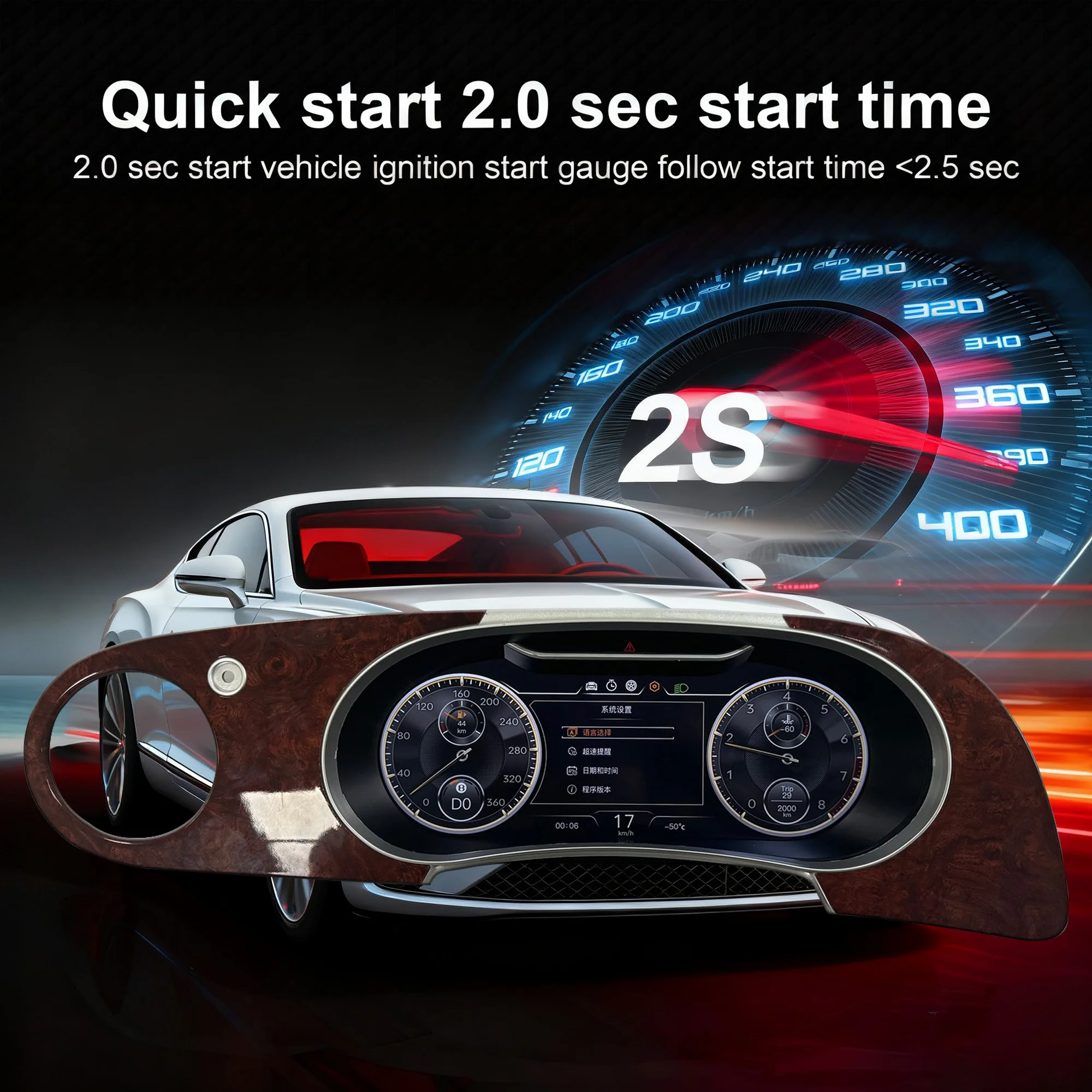 Digital Instrument Cluster For Bentley Flying Spur Continental GT 2005-2012 CarP