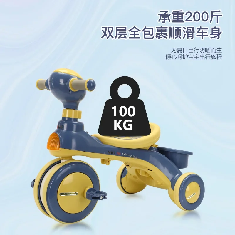 Children's Tricycle 1-6 Years Old Children's Pedal Scooter Baby Handcart Sliding Scooter Music Lightweight Stroller
