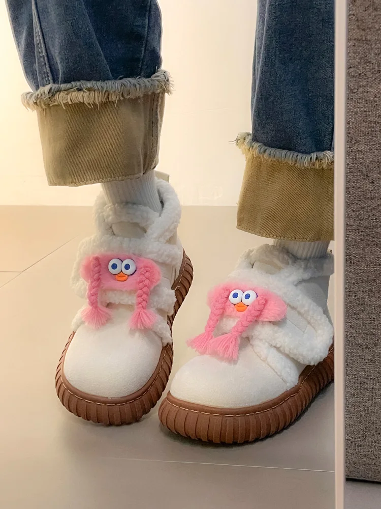 

Женские зимние сапоги с круглым носком, австралийские женские сапоги, женские плюшевые сапоги на плоской подошве, на среднем каблуке, из ПВХ, на шнуровке, в римском стиле, 2023