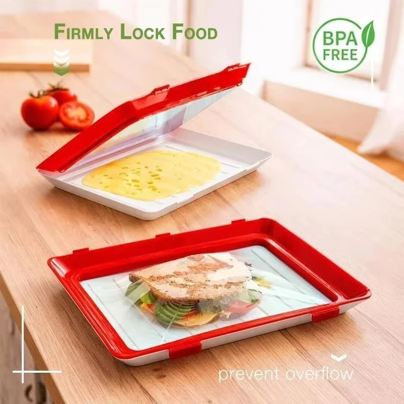 New Food Preservation Tray Reusable Stacking Food Storage Trays With Seal Buckles for Storing Meal Fruits Vegetables Meat