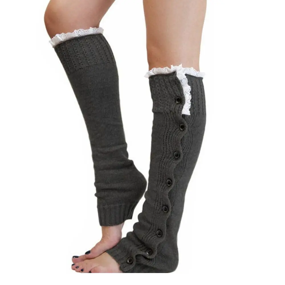 Quality Knitted Ankle Warmers Boot Winter Leg Warm Elastic Lace Knee High Long Foot Covers Soft Warmer Socks_voghion.com