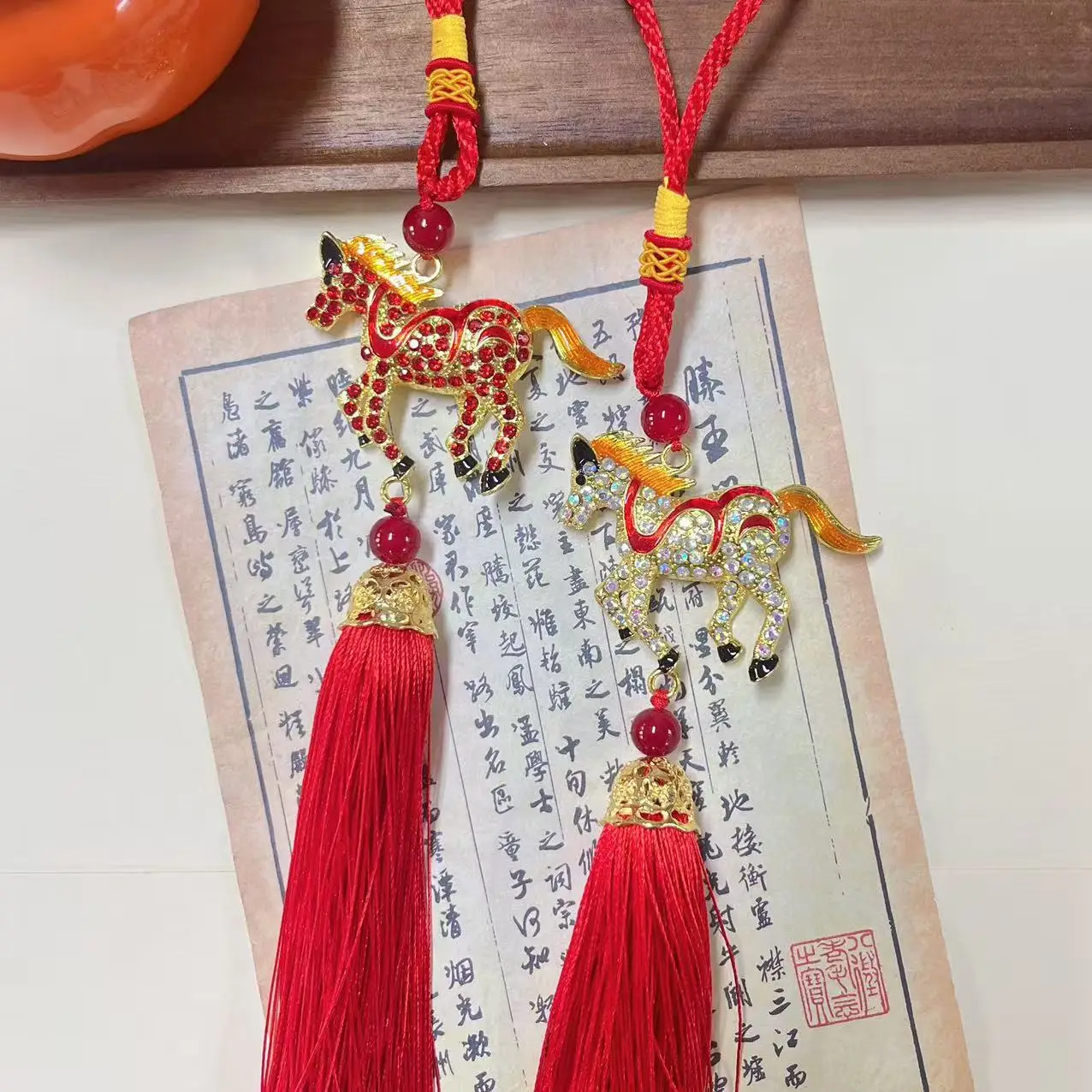 2026 Year Of Horse Wall Hanging Car Ornament Chinese New Year Red Gold Pendant Lucky Decora Housewarming Gifts