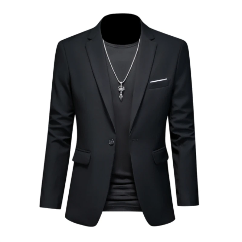 15-color boutique fashion suit 6XL men's slim groom wedding suit jacket business office suit casual solid color suit jacket images - 6