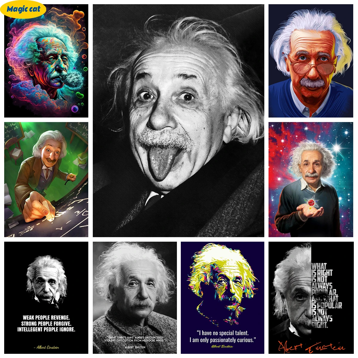 

Albert Einstein 5D Diamond Painting Famous Scientist Portrait Diy Diamond Art Embroidery Rhinestone Cross Stitch Home Wall Decor