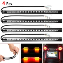 

4pcs 48SMD Waterproof Motorcycle LED Brake Turn Signal Light Flexible Motorcycle Strip Bar for Cars Off-road Vehicles ATVs