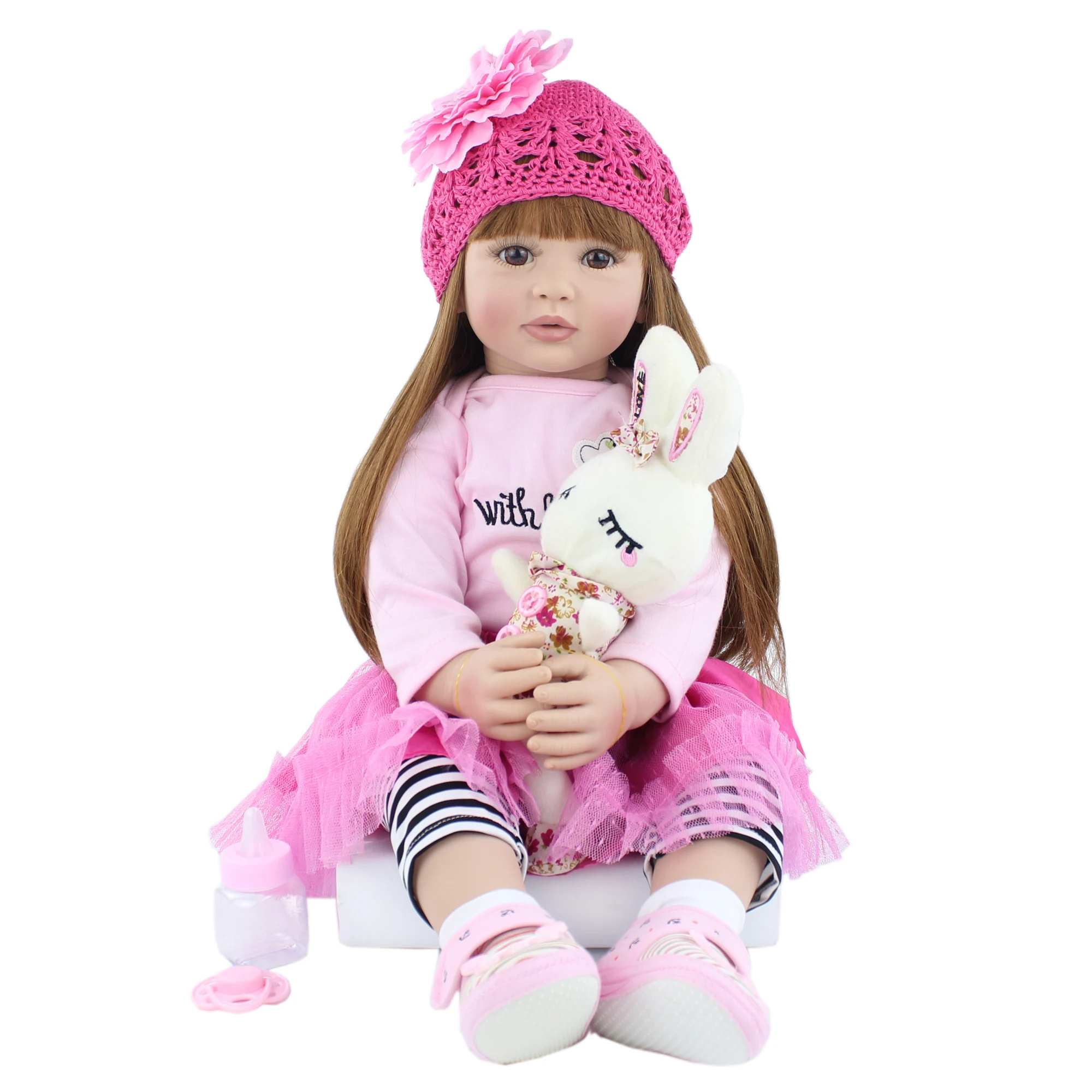55/60cm Silicone Reborn Baby Doll Realistic Vinyl Princess Toddler Bebe Child Birthday Gift Girl Babies Boneca Brinquedo 2
