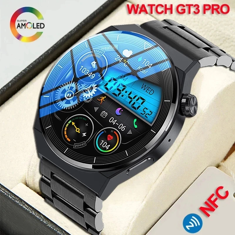 2023 Nfc Gt3 Pro Smart Watch Men Amoled 390*390 Hd Screen Heart Rate