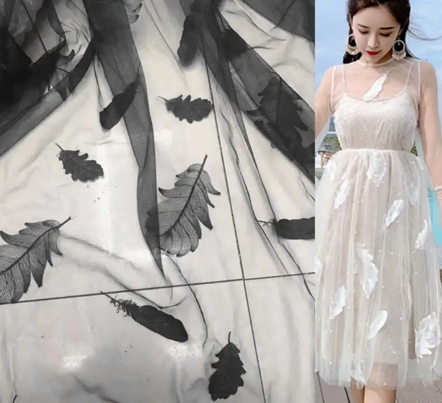 New black wave dot mesh fabric fashion dress fluffy skirt handmade headdress |