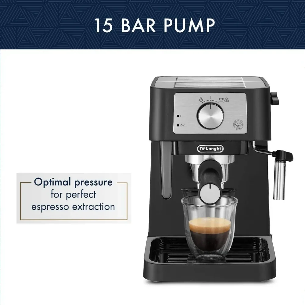 Manual Espresso Machine, Latte & Cappuccino Maker, 15 Bar Pump Pressure + Milk Frothier Steam Wand, Coffee Maker 4