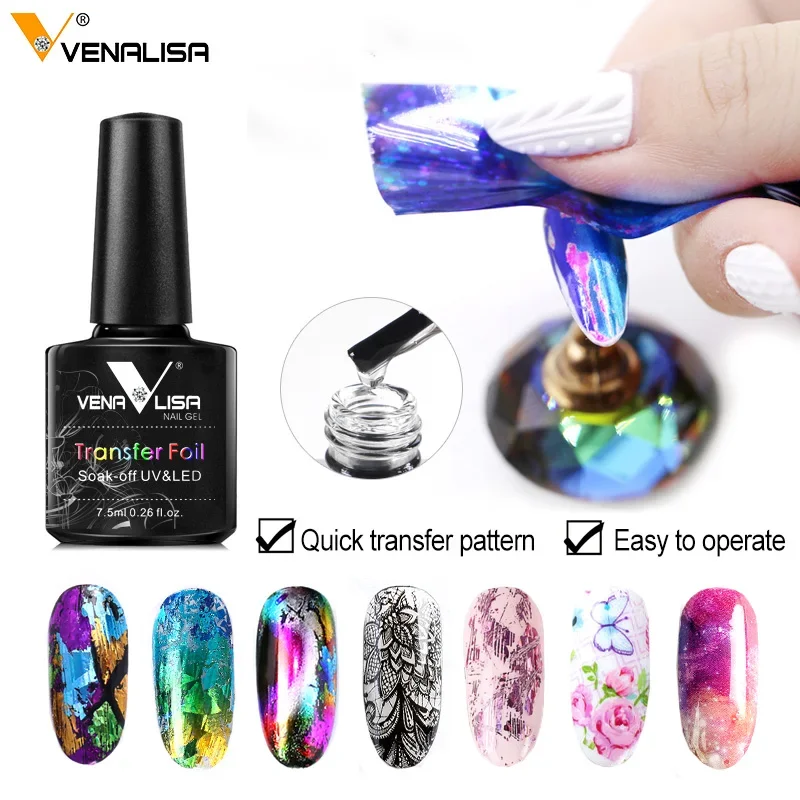 Venalisa Nagelfolien-Klebegel für starke Haftung von Nagelkunst-Aufklebern, ablösbarer LED-Gel-Lack, kompatibles Nagelkunst-Transfergel