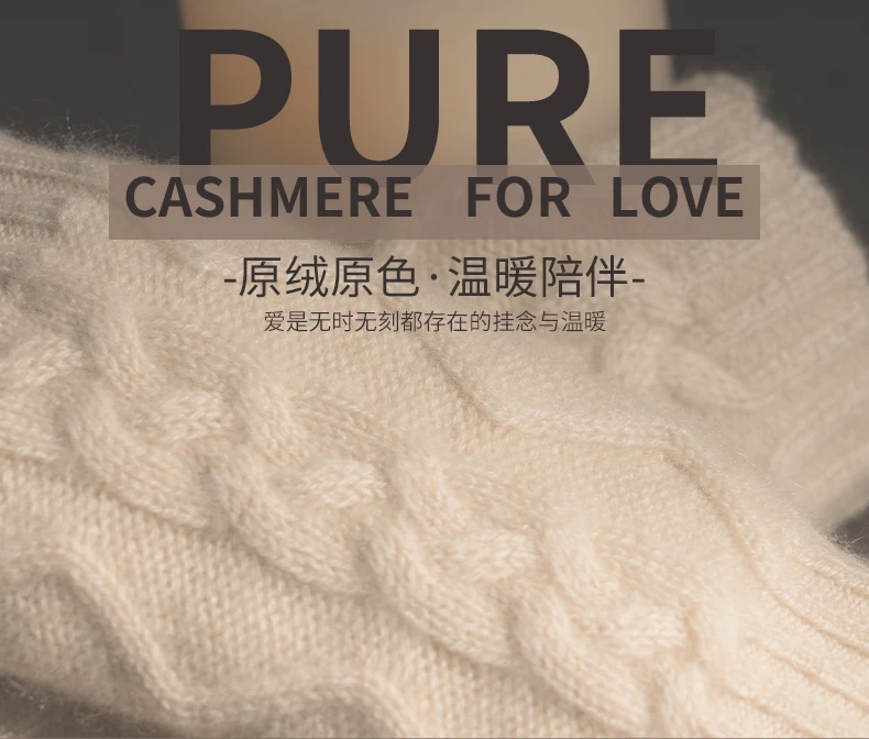 100% Real Cashmere Autumn Winter Thick Cable Gloves Mitten Fingerless Warm Wrist Length Thumb Hole Mitts Classic Female Elegant