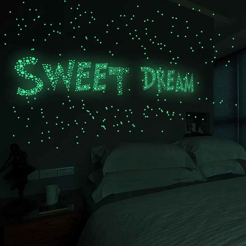 Luminous star wall stickers 202pcs luminous stickers decorative bedroom children's room fluorescent polka dot