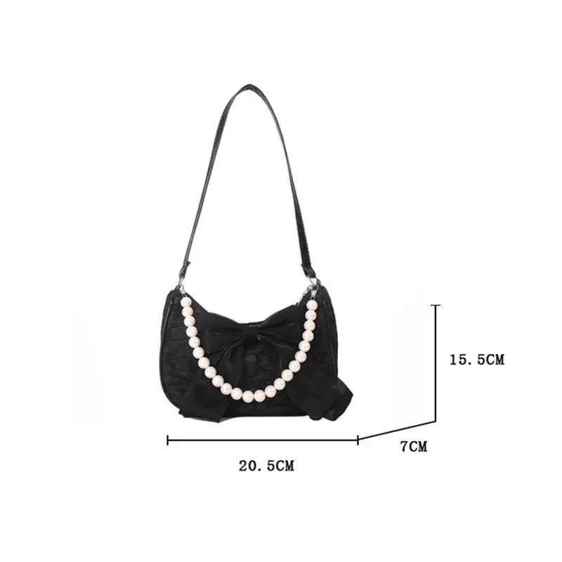 Fashion bow handheld pearl bag trend new crossbody small bag ladies shoulder