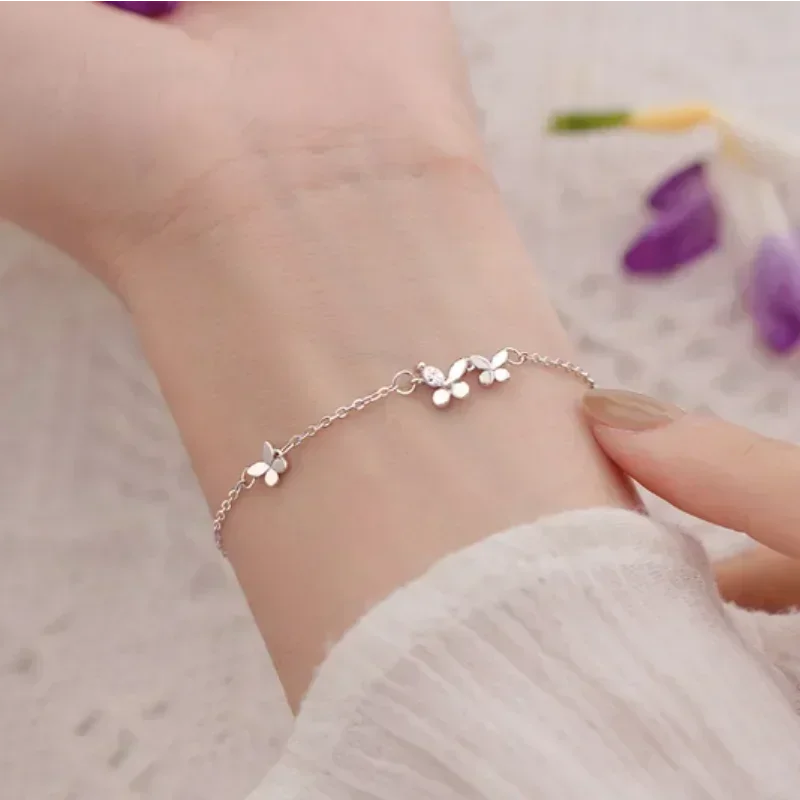 Bracciale Farfalla In Argento 925 Con Zirconi – Regolabile A Doppio Strato, Elegante Per Donna E Ragazza