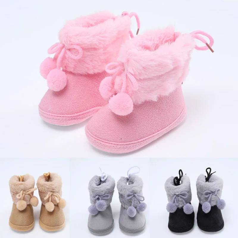 

Newborn Toddler Cotton Shoes Winter Furry Snow Boots Soft Sole First Walkers Shoes for Baby Boys Girls 0-18 Months