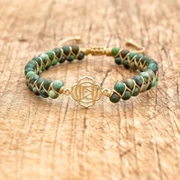 Bracelet Tortue Tressé en Pierre Africaine Double Couche, Breloque Boho, 4mm, Bijoux Faits à la Main pour Couple 2