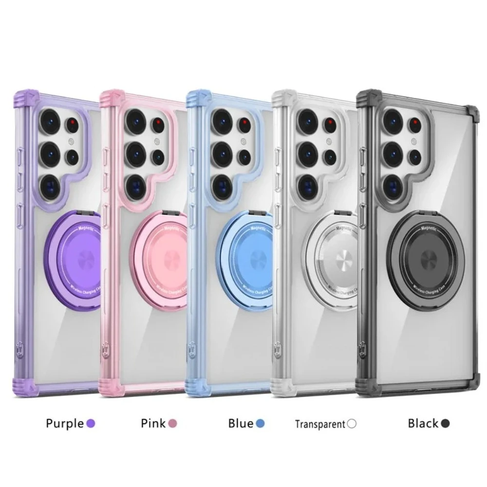 Premium 360° Rotating Magnetic Ring Case - Shockproof Clear Protector Cover