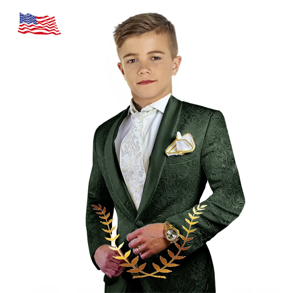 Boys Suits Boys Wedding Suit Italian Design White Smoking Tuxedo Jacket Pants 2-piece Set Kids Terno Suit