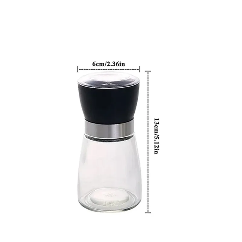 Spice Bottle Salt and Pepper Mill Manual Refillable Adjustable Kitchen Mill Grinds Spices Easy-to-Use Cooking Seasoning Tool