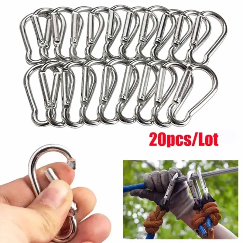 20-30PCS-Spring-Snap-Hook-Stainless-Steel-Carabiner-Steel-Clips ...