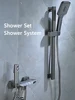New Design Gun Grey Bathroom Shower System Set Piano Keys Brass LED Digital Shower Faucet Bath Hot and Cold Mixer Shower Tap Set 5