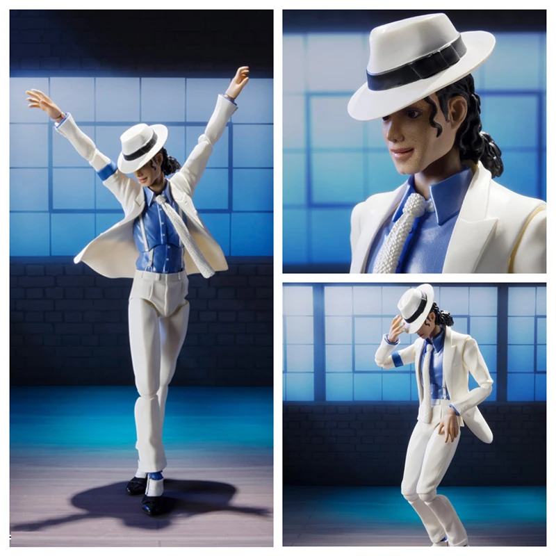 SHF Michael Jackson Action Figure Smooth Criminal Moonwalk Collectable Model Toys Doll Anniversary Christmas Birthday Gifts 14CM