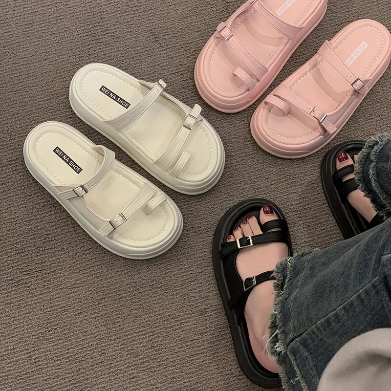 Designer Women Platform Slippers Mid Heels Sandals Summer Casual