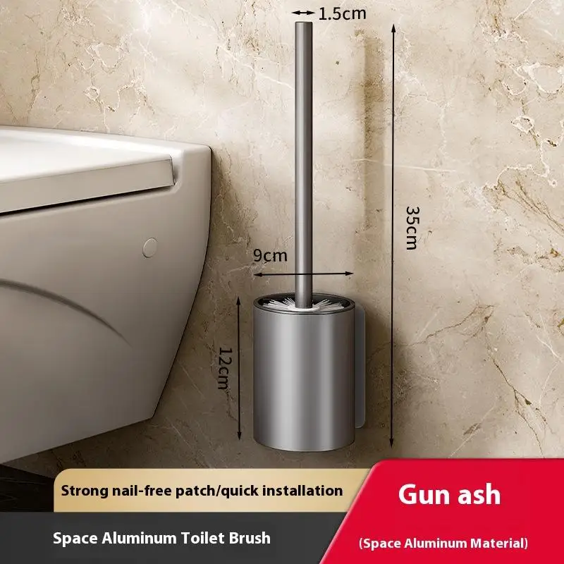 מחזיק מברשת שירותים, ללא חורים במקום אלומיניום מונח על הקיר לניקוי שירותים, קל לניקוי, מברשת שירותים לחדר האמבטיה