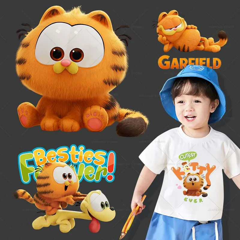 

Cute The Garfield Movie Patches Thermal Transfer Stickers Iron on Transfers For Clothes Cartoon Printed Applique Washable Decor
