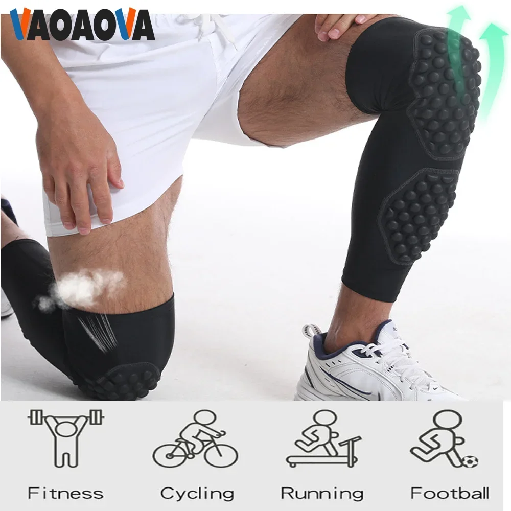 1 Pair Knee Braces Crashproof Calf Pads Thigh Compression Leg Sleeves For Youth Adults Football Basketball Volleyball Baseball