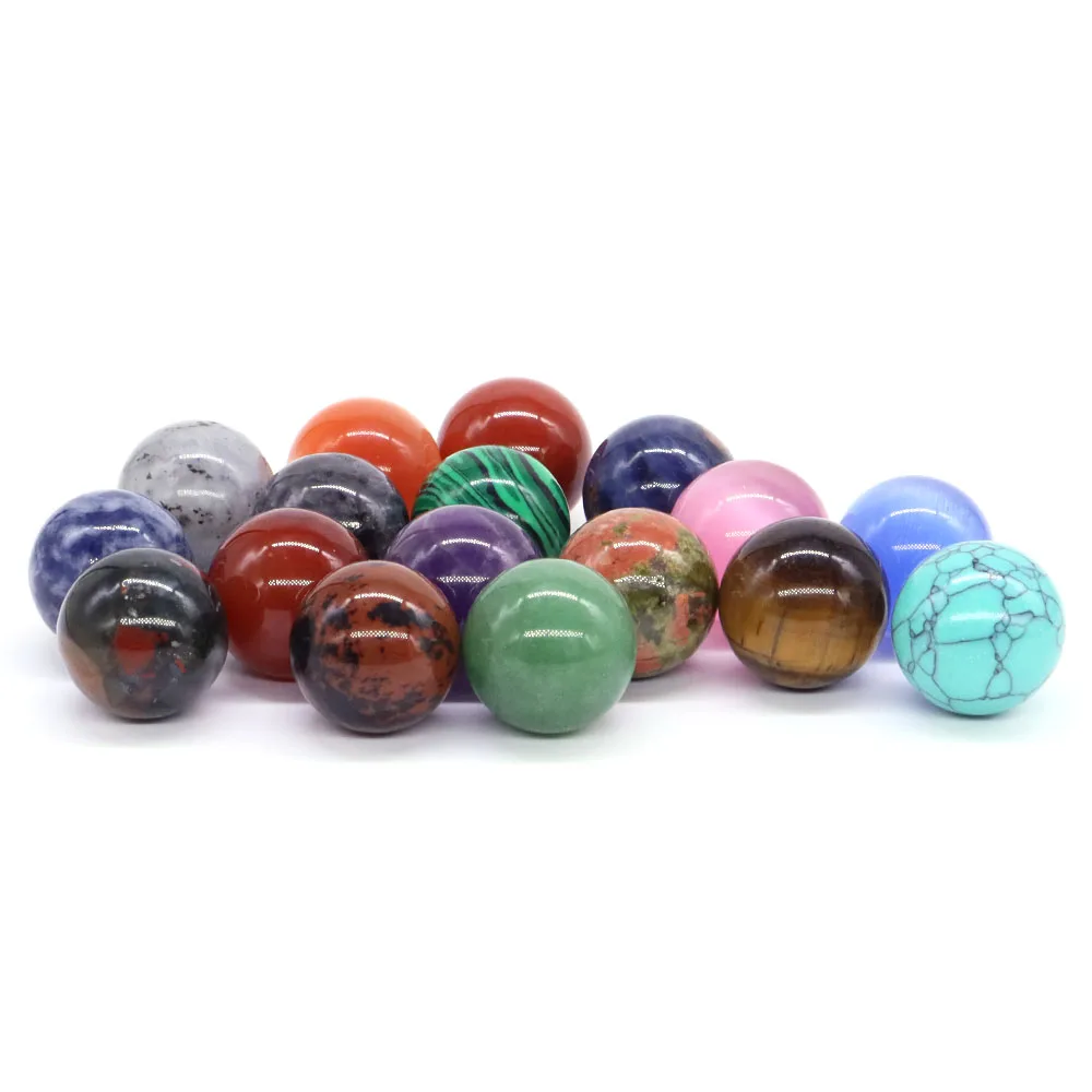 20mm Non-Porous Beads Natural Healing Crystal Stone Sphere Mini Gem Ball For DIY Bracelet Necklace Jewelry Accessories Wholesale