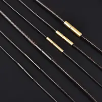 Collier en Cuir Noir/Marron pour Femme et Homme, Corde Tressée Cirée Faite à la Main, Fermoir en Acier Inoxydable, Pendentif de Cou, 45/50/60cm 2