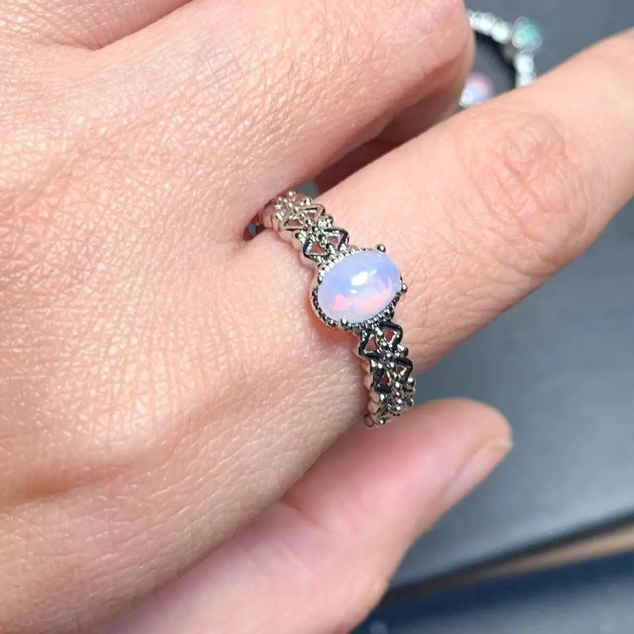 NEW ARRIVAL Natural Opal Ring Adjustable Female Ring Jewelry for Women Gift Wholesale High Quality Vintage Fine