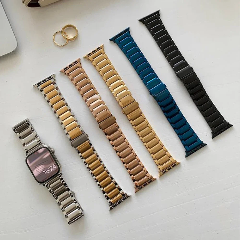 Luxury Metal Band For iWatch Ultra 2 49mm Bracelet Stainless Steel Strap 45MM 41MM For Apple Watch Series 9 7 6 5 4 SE 40MM 44MM