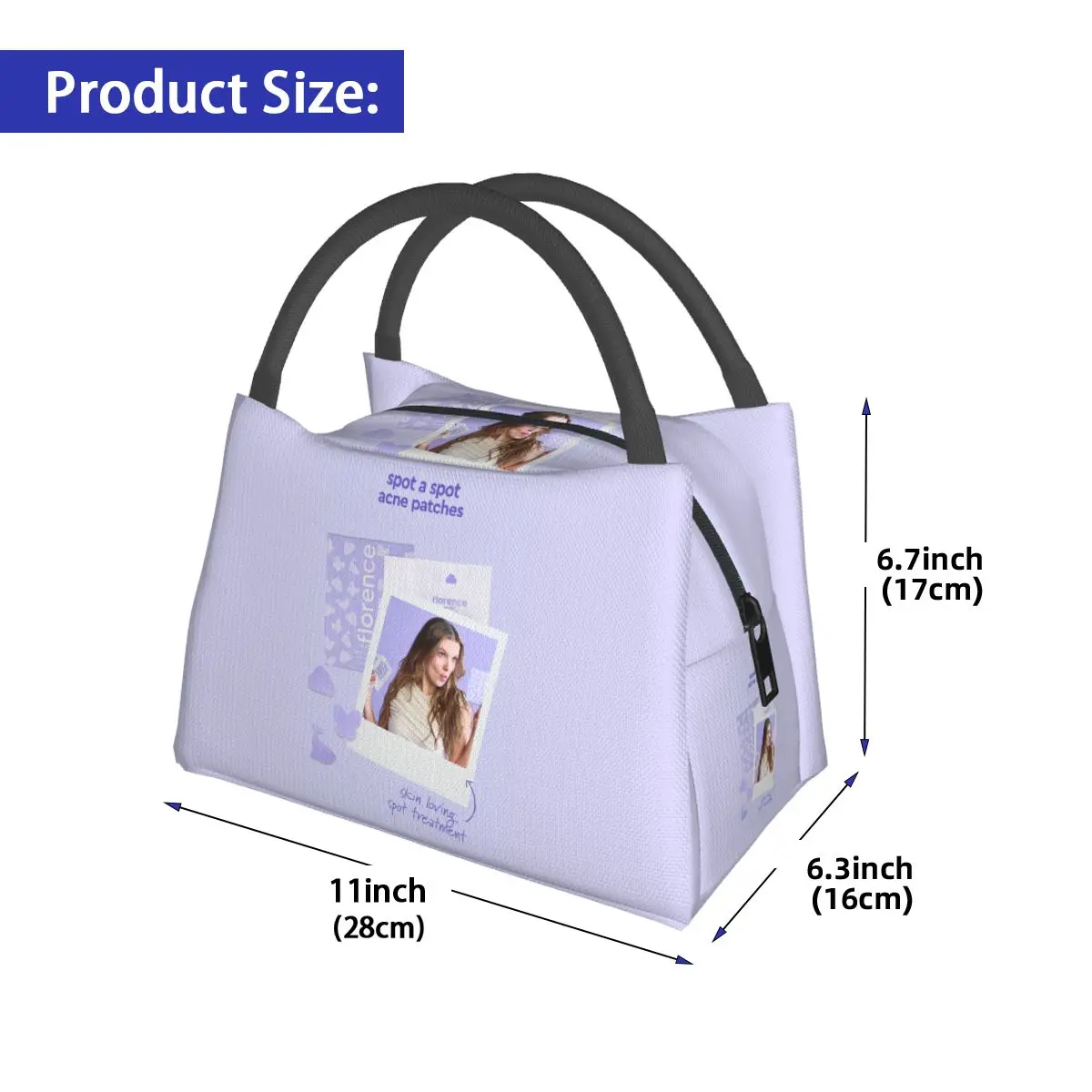 Florence By Mills 학교용 절연 도시락 가방 도시락 보관 식품 상자 휴대용 컨테이너 쿨러 열 도시락 가방 토트백