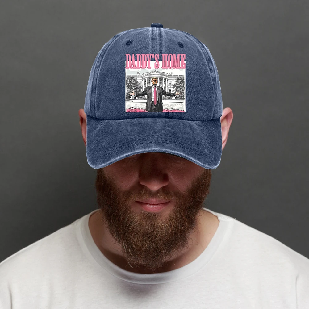 Trump Hat Comfortable President Hat Adjustable Trucker Cap Christmas Themed Washed Cotton Baseball Cap for Outdoor Activities