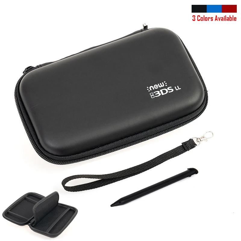 Sacos de armazenamento de transporte de capa dura para novos acessórios de console 3ds xl/ll bolsa protetora portátil zip casos caixa com caneta