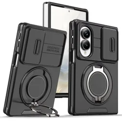 Luxurious Scratch - Resistant and Durable Armor Case with Sliding Camera Cover for Galaxy Z Fold 8 Ultra (Black)