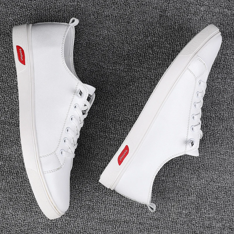 Genuine Leather Mens Luxury Brand Casual Shoes Fashion Handmade Classic White Shoes Outdoor Comfort Men Sneakers Business Office