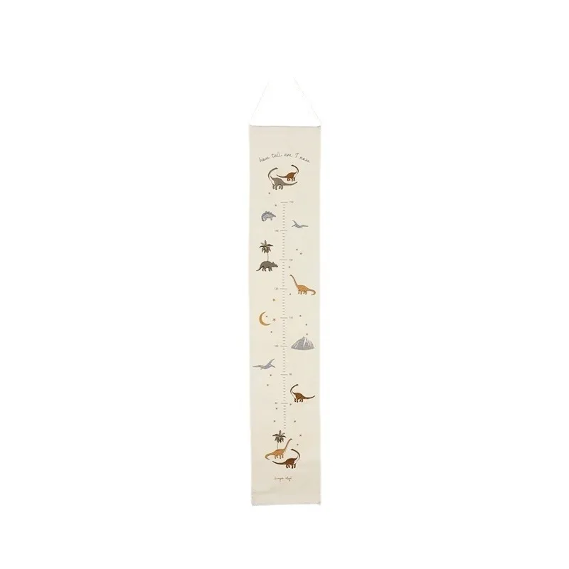 Nordic Hanging Kids&rsquo; Height Ruler with Creative Embroidery Illustration Fruits Dinosaurs Wall Decor Children's Room Decoration