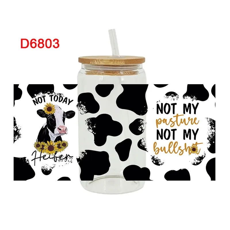 Cow Leopard UV DTF Transfer Sticker for Wraps Cup DIY Waterproof Decals High Temperature Resistance D6262 heat transfer vinyl,adhesive vinyl stickers