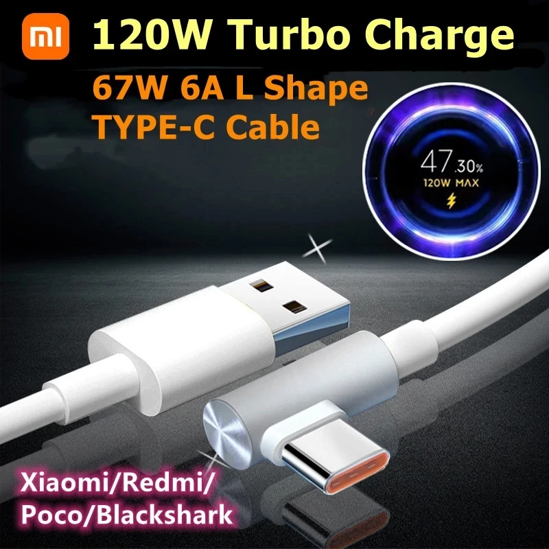 Original Xiaomi 120w 6A USB C Turbo Charger Cable Type C Cable