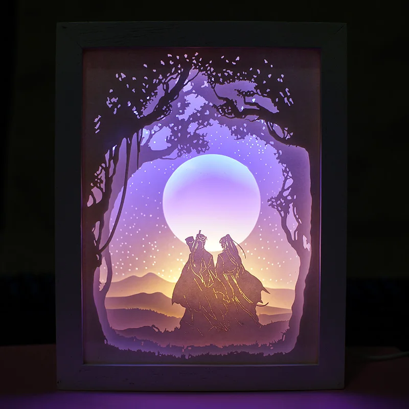 

Wei WuXian Cos Night Light The Untamed Mo Dao Zu Shi Paper-cut Atmosphere Lamp 3D Paper Carving Art Lamp USB Power For Bedroom