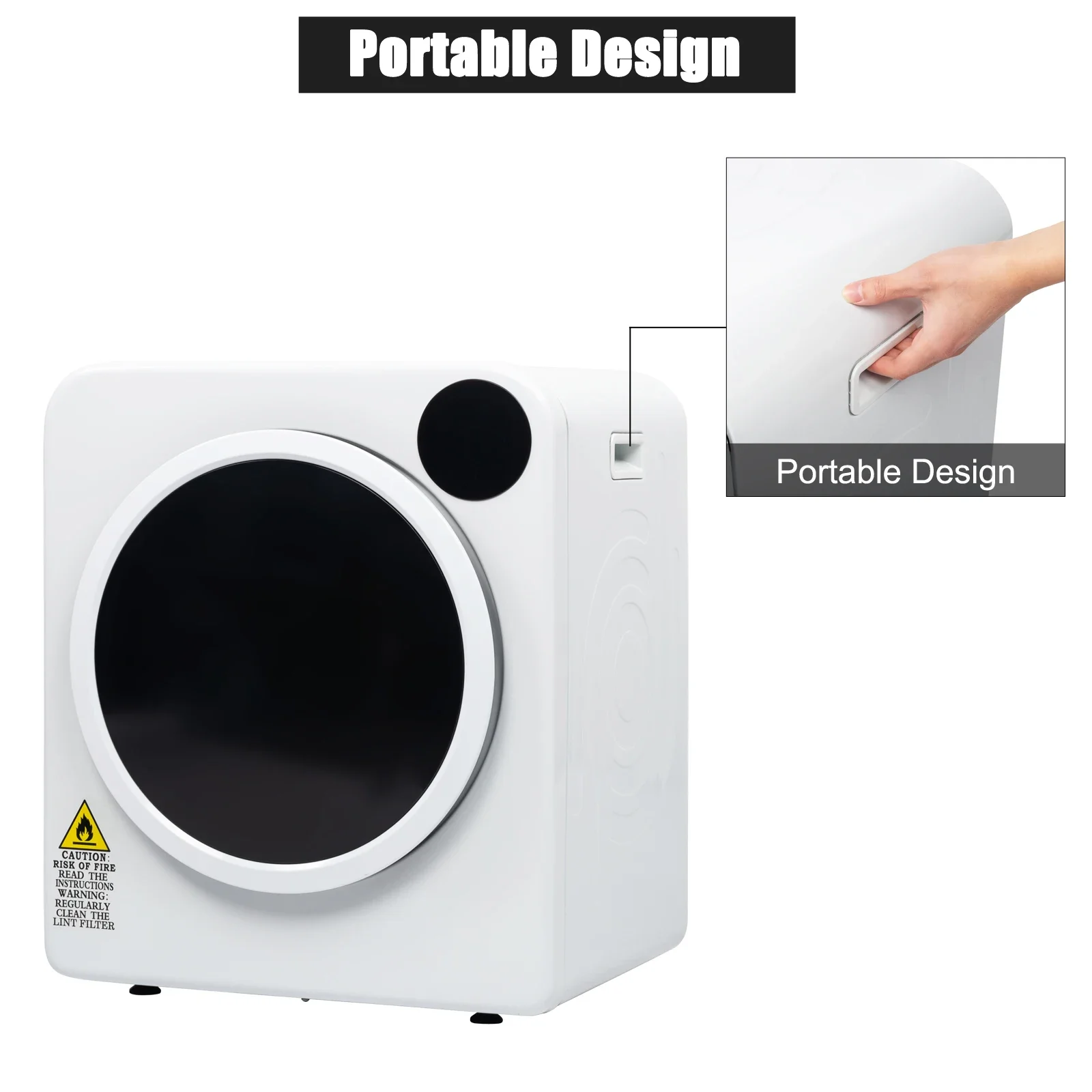 Electric Compact Laundry Clothes Dryer Tumble Dryer Easy Control Panel with LED display for Variety Drying Mode Portable Dryer 4